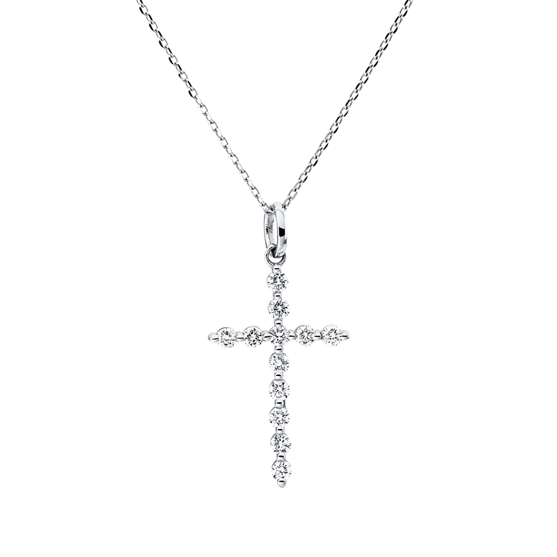 Collier 18 kt WG, mit Öse, 12 Brill. 0,32 ct, TW-si