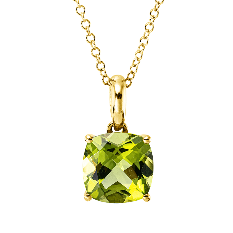 Collier 18 kt GG, 1 Peridot 2,50 ct grün