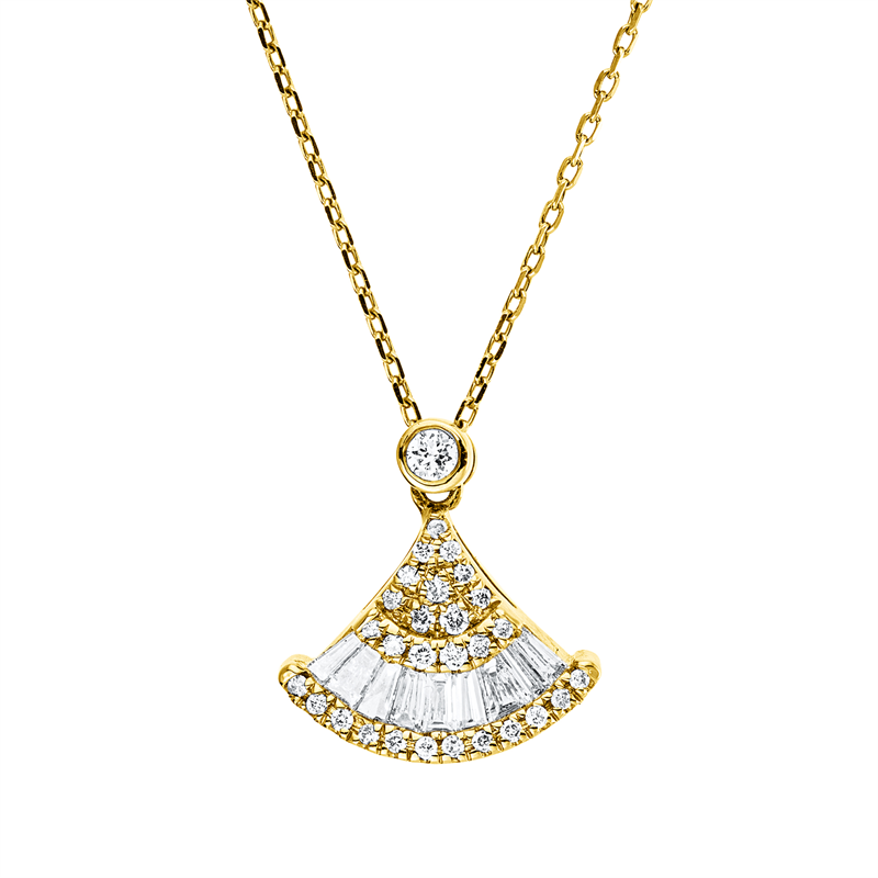 Collier 18 kt GG, 29 Brill. 0,11 ct, TW-si, 9 Trap. 0,18 ct, TW-si