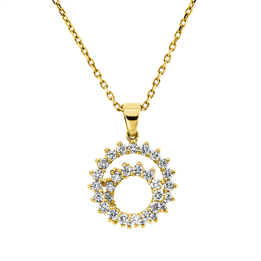 Collier 18 kt GG, mit Öse, 33 Brill. 0,47 ct, F/TW-si