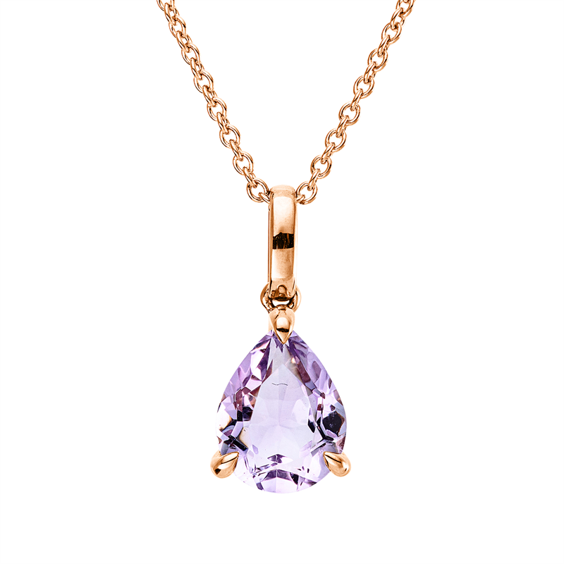 Collier 18 kt RG, mit ZÖ 42 cm, 1 Amethyst 1,45 ct pink