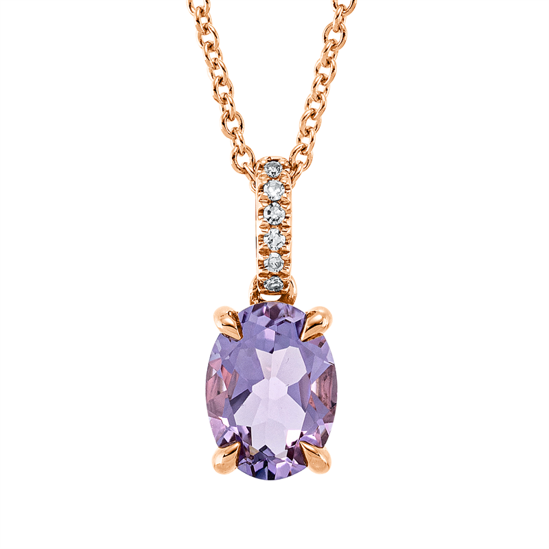 Collier 18 kt RG, 6 Dia. 0,02 ct, TW-si, 1 Amethyst 1,06 ct pink