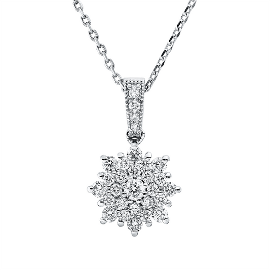 Collier 18 kt WG, mit Öse, 24 Brill. 0,35 ct, F-si, 1 Brill. 0,05 ct, F-si, 4 Brill. 0,03 ct, F-si