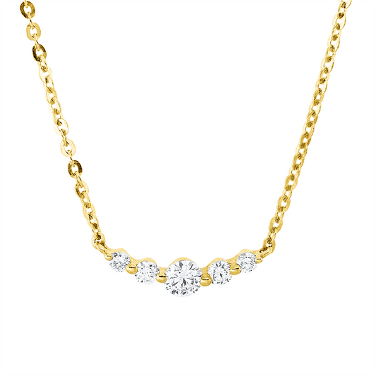 Collier 18 kt GG, mit ZÖ 40 cm + 42,5 cm, 5 Brill. 0,32 ct, J-vsi/si