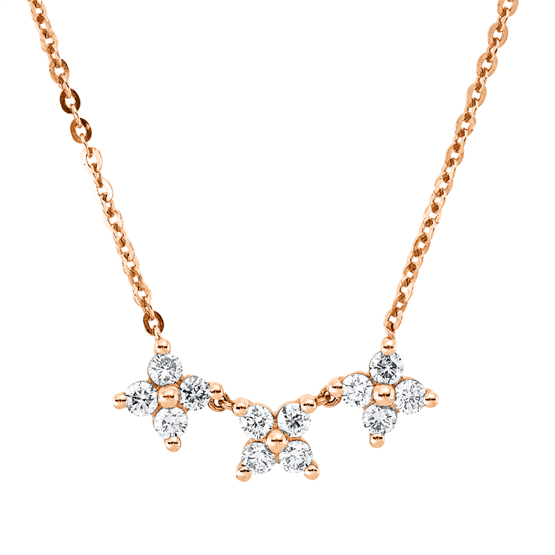 Collier 18 kt RG, mit ZÖ 40 cm + 42,5 cm, 12 Brill. 0,46 ct, J-vsi/si