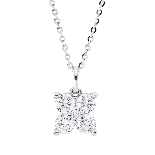 Collier 18 kt WG, mit ZÖ 40 cm + 42,5 cm, 5 Brill. 0,31 ct, TW-si