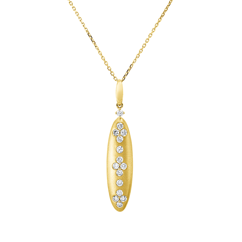 Collier 18 kt GG, mattiert, 15 Brill. 0,52 ct, TW-si