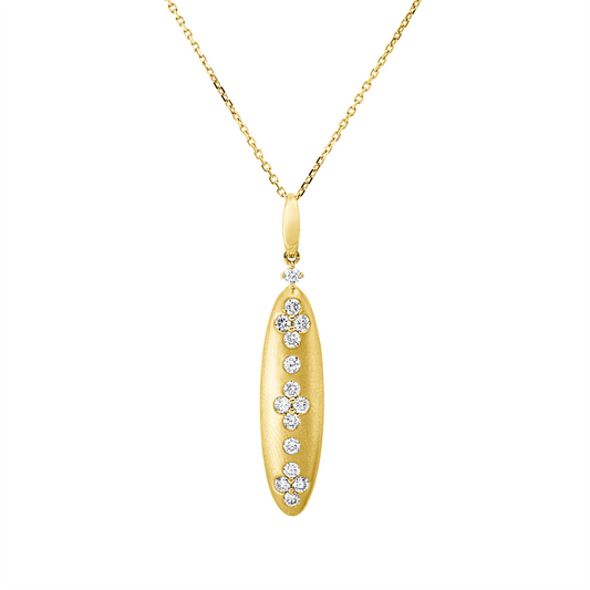Collier 18 kt GG, mattiert, 15 Brill. 0,52 ct, TW-si