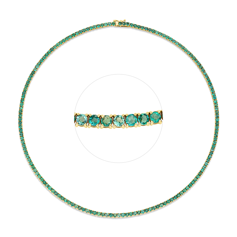 Collier 18 kt GG, 158 Smaragde 8,00 ct grün