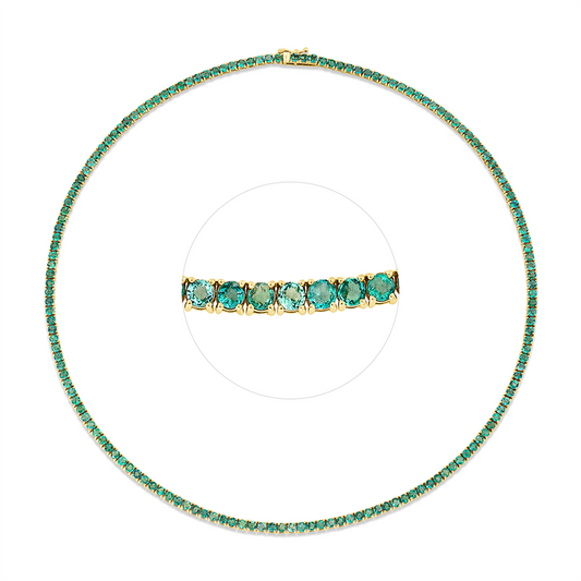 Collier 18 kt GG, 158 Smaragde 8,00 ct grün