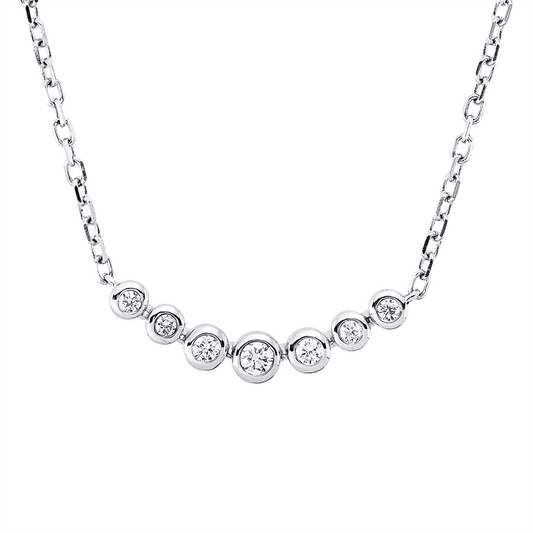 Collier 18 kt WG, mit ZÖ 40 cm + 43 cm, 7 Brill. 0,11 ct, TW-si
