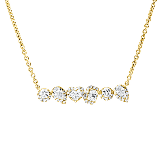 Collier 18 kt GG, 2 Brill. 0,25 ct, TW-si, 4 Fant-Schl 0,74 ct, TW-vsi, 43 Brill. 0,18 ct, TW-si