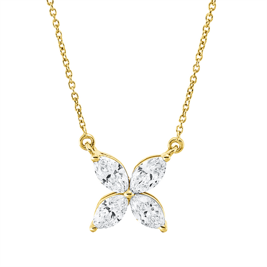 Collier 18 kt GG, 4 Nav. 0,50 ct, TW-vsi/si
