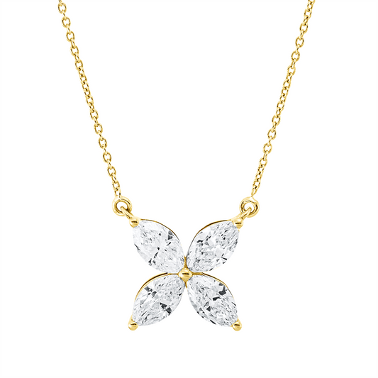 Collier 18 kt GG, 4 Nav. 0,75 ct, TW-vsi/si