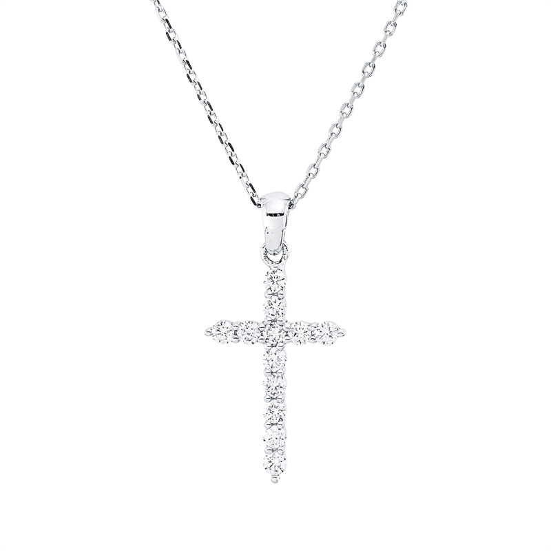 Collier 18 kt WG, mit Öse, 12 Brill. 0,36 ct, F-si