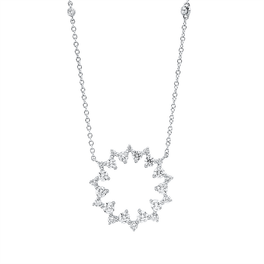 Collier 18 kt WG, mit ZÖ 40,6 cm, 26 Brill. 1,42 ct, TW-si