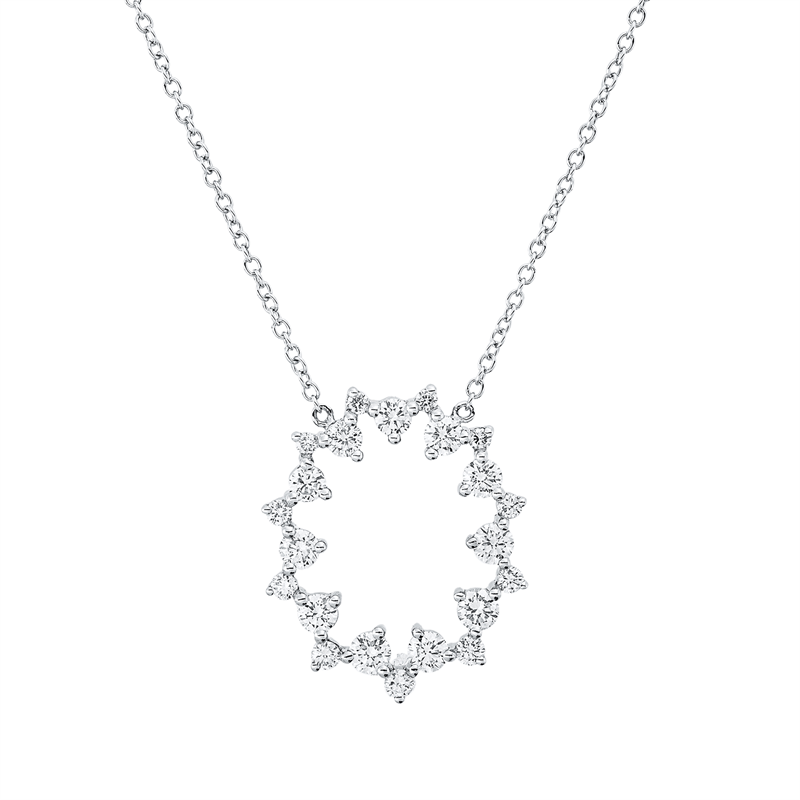 Collier 18 kt WG, mit ZÖ 40,6 cm, 24 Brill. 1,33 ct, TW-si