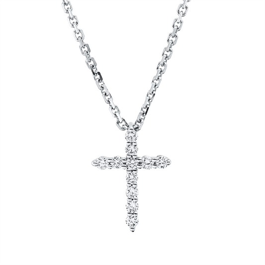 Collier 18 kt WG, mit ZÖ 42 cm, 11 Brill. 0,14 ct, TW-vsi