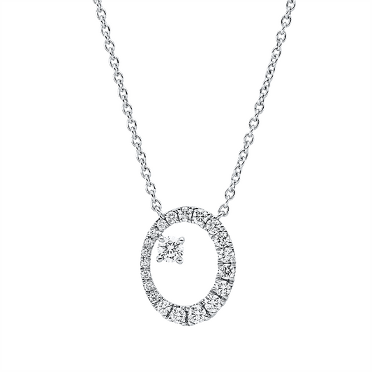 Collier 18 kt WG, mit ZÖ 42 cm, 23 Brill. 0,32 ct, TW-vsi