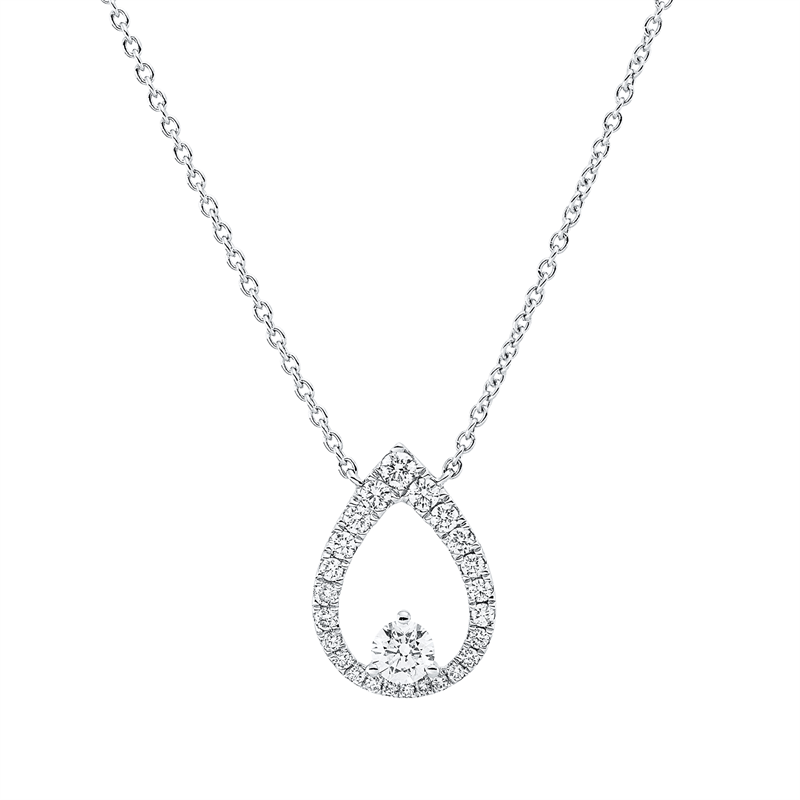 Collier 18 kt WG, mit ZÖ 42 cm, 27 Brill. 0,46 ct, TW-vsi