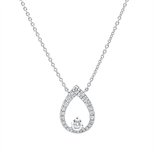 Collier 18 kt WG, mit ZÖ 42 cm, 27 Brill. 0,46 ct, TW-vsi