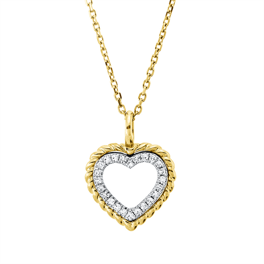 Collier 14 kt GG+WG, mit Öse, 24 Dia. 0,05 ct, TW-si