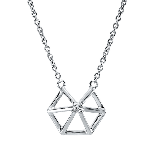 Collier 18 kt WG, mit ZÖ 42 cm, 1 Brill. 0,01 ct, TW-si