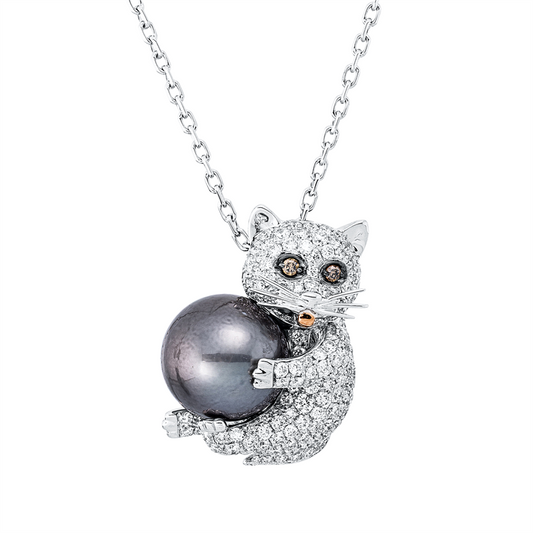 Collier 18 kt WG+RG, Fassung teils schwarz rhodinie, 172 Brill. 2,27 ct, TW-vsi/si, 2 Brill. 0,04 ct, fancy, 1 TA schwarz