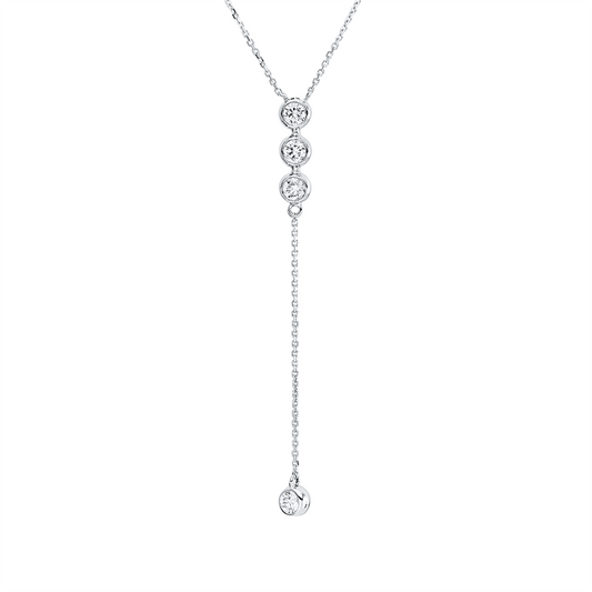 Collier 18 kt WG, mit ZÖ 42 cm 43,44 cm, 4 Brill. 0,35 ct, W-si