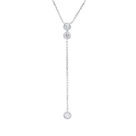 Collier 18 kt WG, mit ZÖ 42 ,43,44 cm, 3 Brill. 0,30 ct, W-si