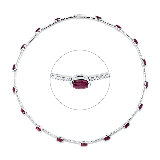 Collier 18 kt WG, 161 Brill. 2,93 ct, TW-vsi/si, 17 Rubine 10,15 ct rot