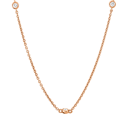 Collier 18 kt RG, mit ZÖ 50,8 cm, 11 Brill. 0,30 ct, I-si