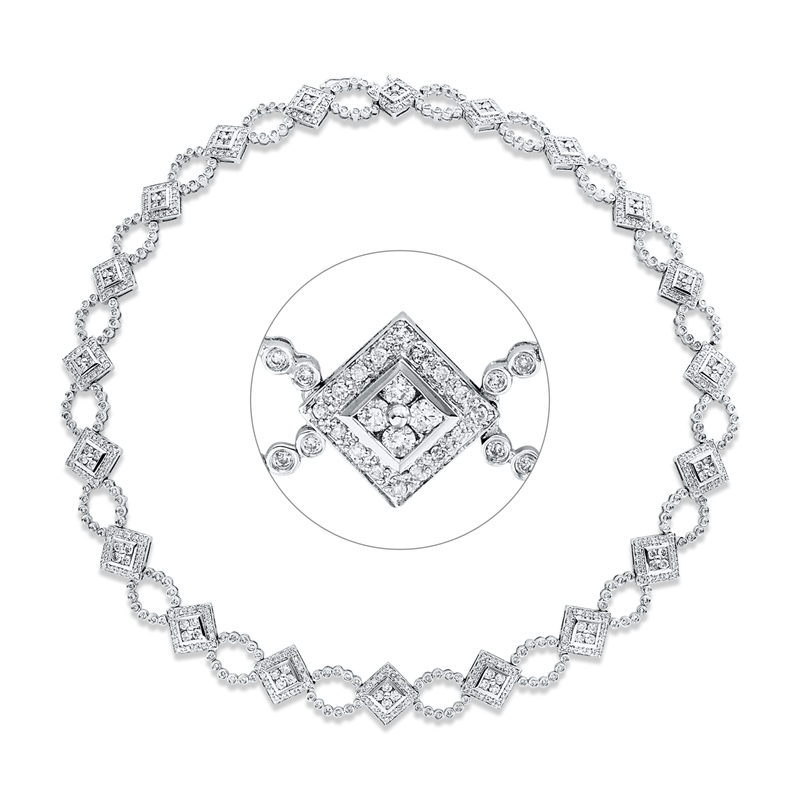 Collier 18 kt WG, 608 Brill. 7,00 ct, F-pi