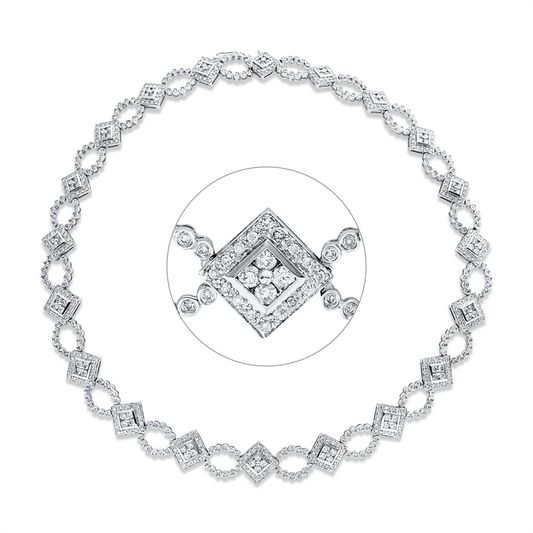 Collier 18 kt WG, 608 Brill. 7,00 ct, F-pi