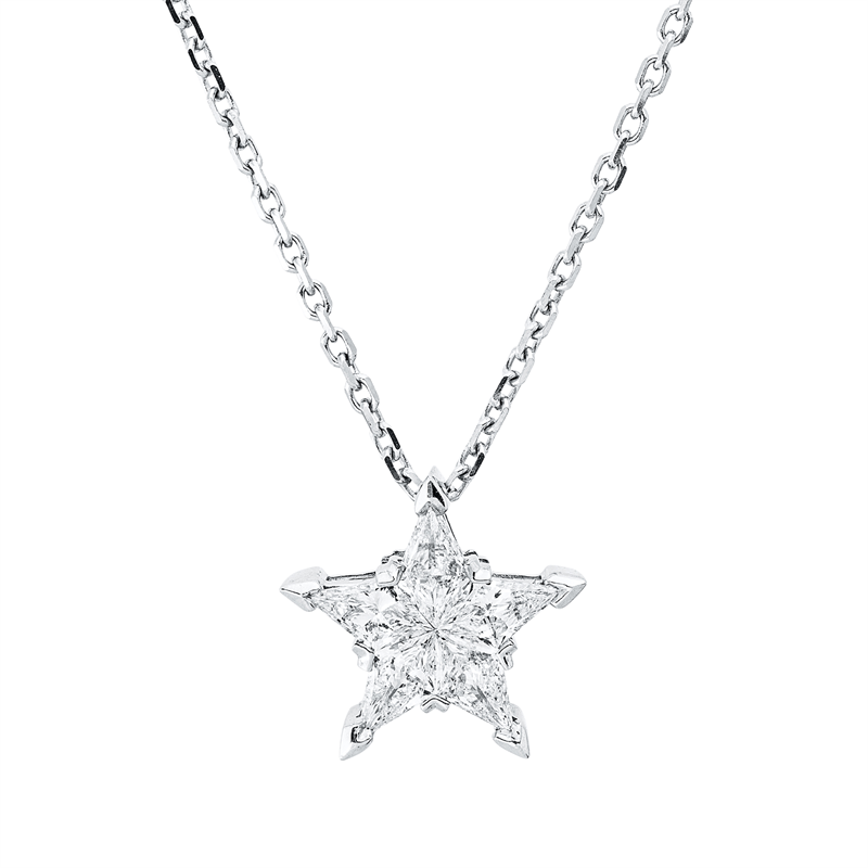 Collier 18 kt WG, mit ZÖ 40 cm, 5 Fant-Schl. 0,35 ct, F-vvs