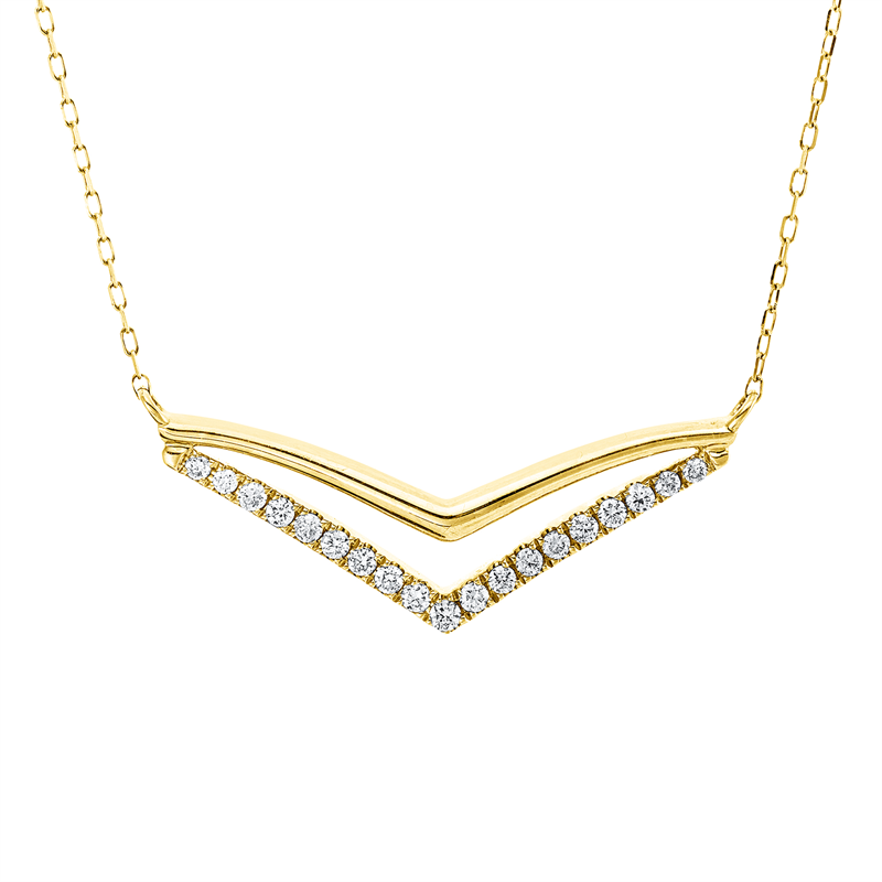 Collier 14 kt GG, mit ZÖ 40.6 cm + 45.7 cm, 19 Brill. 0,16 ct, TW-si
