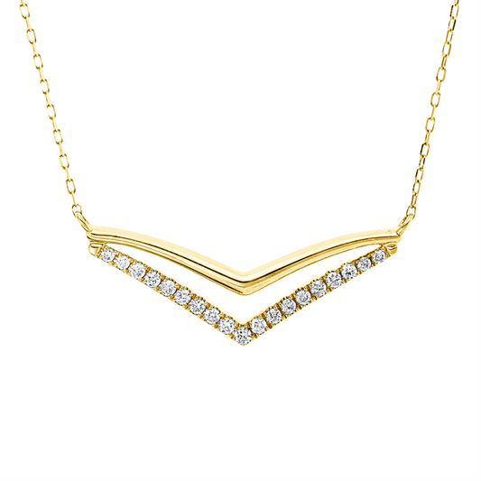 Collier 14 kt GG, mit ZÖ 40.6 cm + 45.7 cm, 19 Brill. 0,16 ct, TW-si