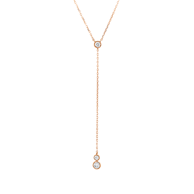 Collier 14 kt RG, mit ZÖ 40.6 cm + 45.7 cm, 3 Brill. 0,16 ct, TW-si