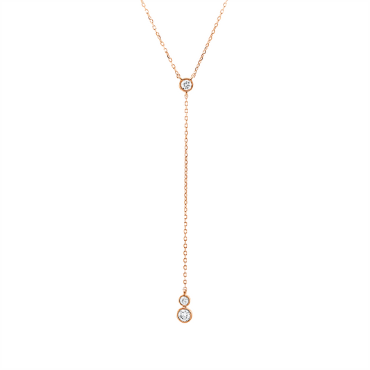 Collier 14 kt RG, mit ZÖ 40.6 cm + 45.7 cm, 3 Brill. 0,16 ct, TW-si