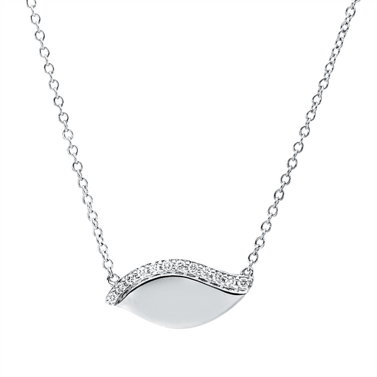 Collier 18 kt WG, mit ZÖ 43 cm + 40,6 cm, 12 Brill. 0,09 ct, I-si/pi