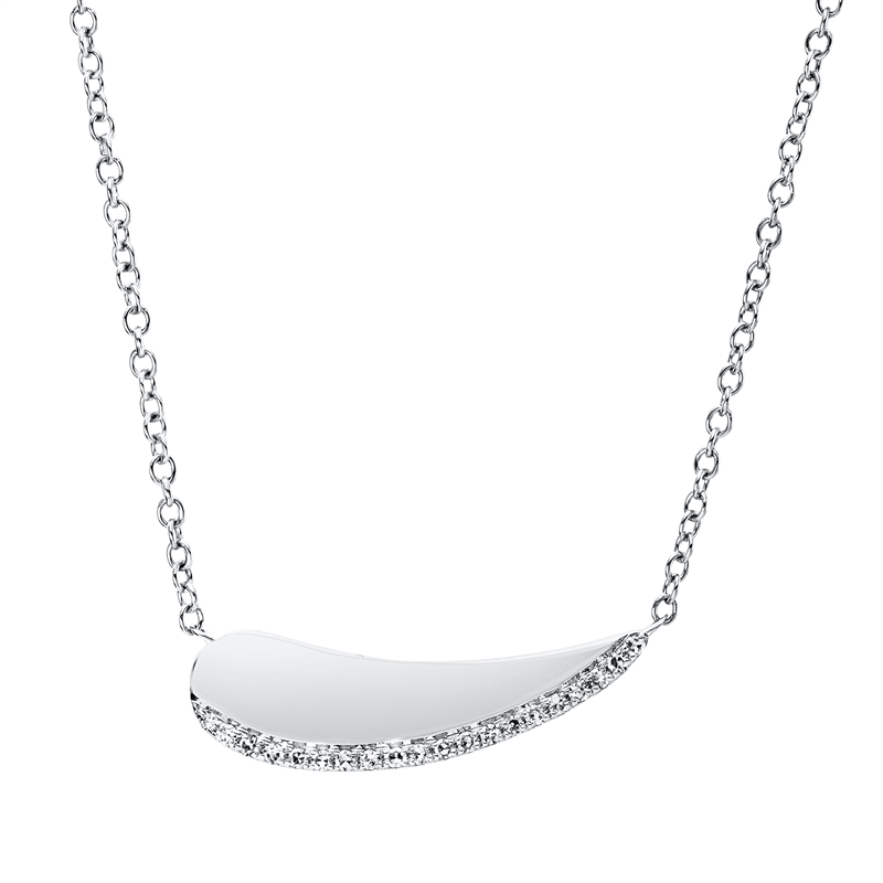 Collier 18 kt WG, mit ZÖ 43 cm + 40,6 cm, 20 Dia. 0,06 ct, TW-vsi/si