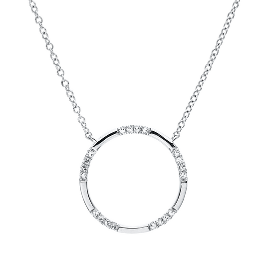 Collier 14 kt WG, mit ZÖ 43 cm + 40,6 cm, 20 Dia. 0,06 ct, TW-vsi/si