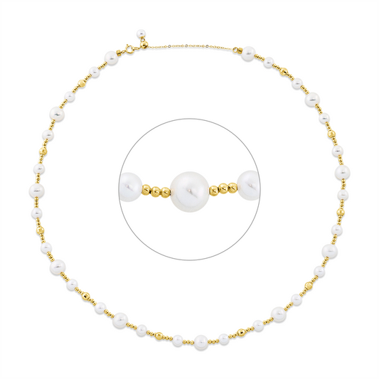 Collier 18 kt GG, 20 SW weiß 5 mm, 11 SW weiß 7 mm, 1 SW weiß 4,5 mm