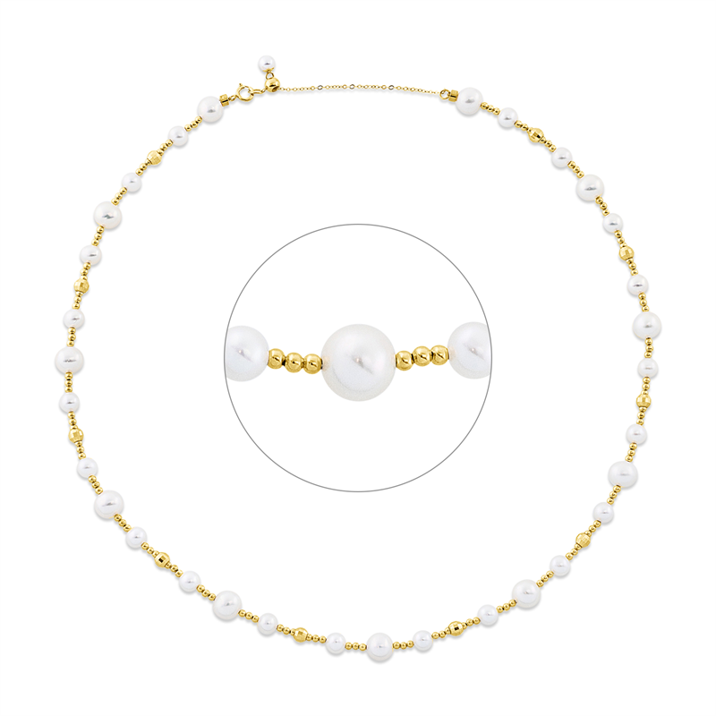 Collier 18 kt GG, 20 SW weiß 5 mm, 11 SW weiß 7 mm, 1 SW weiß 4,5 mm