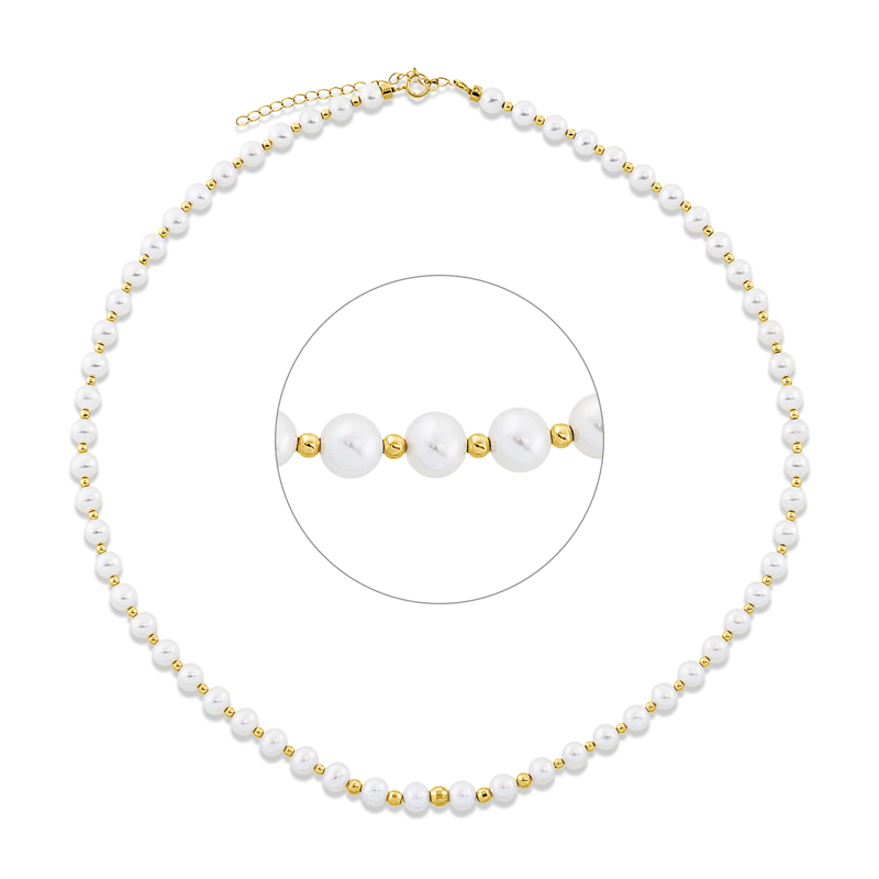 Collier 18 kt GG, mit ZÖ 42 cm, 60 SW weiß 5 mm