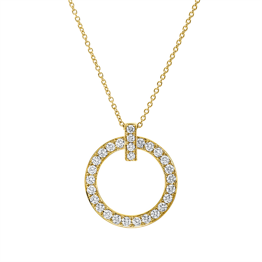 Collier 18 kt GG, mit ZÖ 16,17,18 cm, 29 Brill. 0,96 ct, TW-si