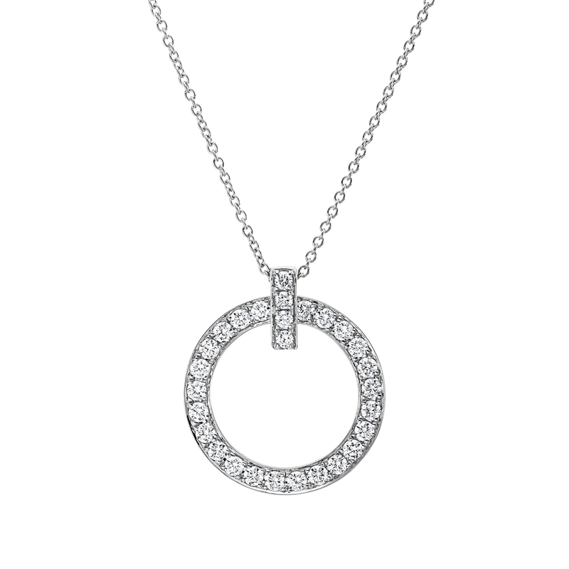 Collier 18 kt WG, mit ZÖ 40 cm + 43 cm, 29 Brill. 0,97 ct, TW-si
