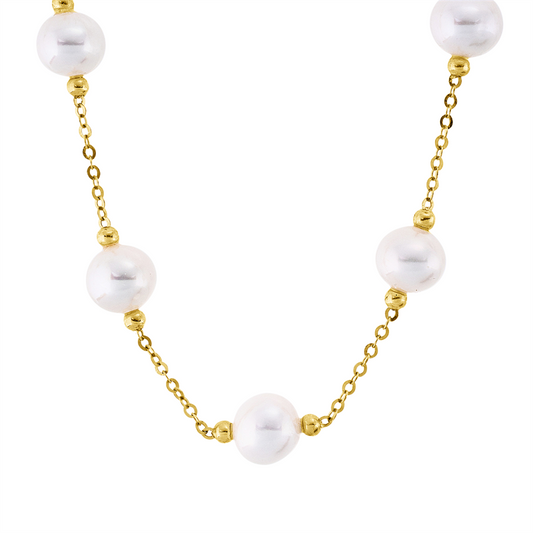Collier 18 kt GG, 16 SW weiß 6 mm