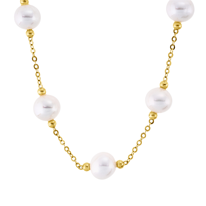 Collier 18 kt GG, 16 SW weiß 6 mm