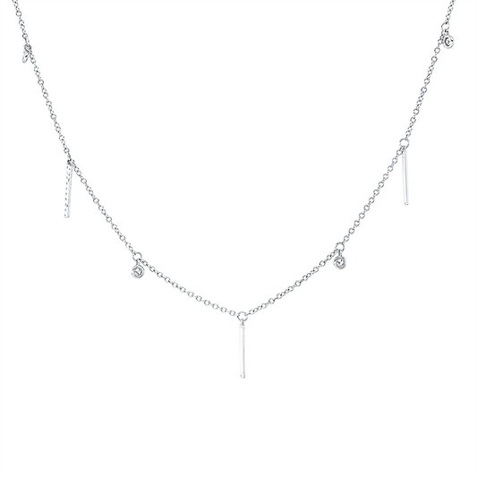Collier 18 kt WG, 30 Brill. 0,08 ct, W-si, 4 Dia. 0,06 ct, W-si